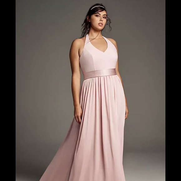 White by Vera Wang Dresses & Skirts - WHIT Light Blush Halter Maxi Dress - Romantic Evening Gown
